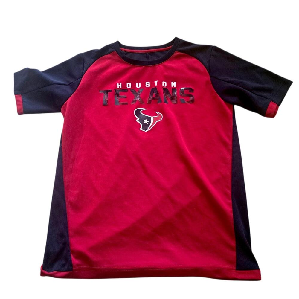 NFL Houston Texans Short Sleeve Shirt Youth SZ L 14-16 Red Blue Polyester
